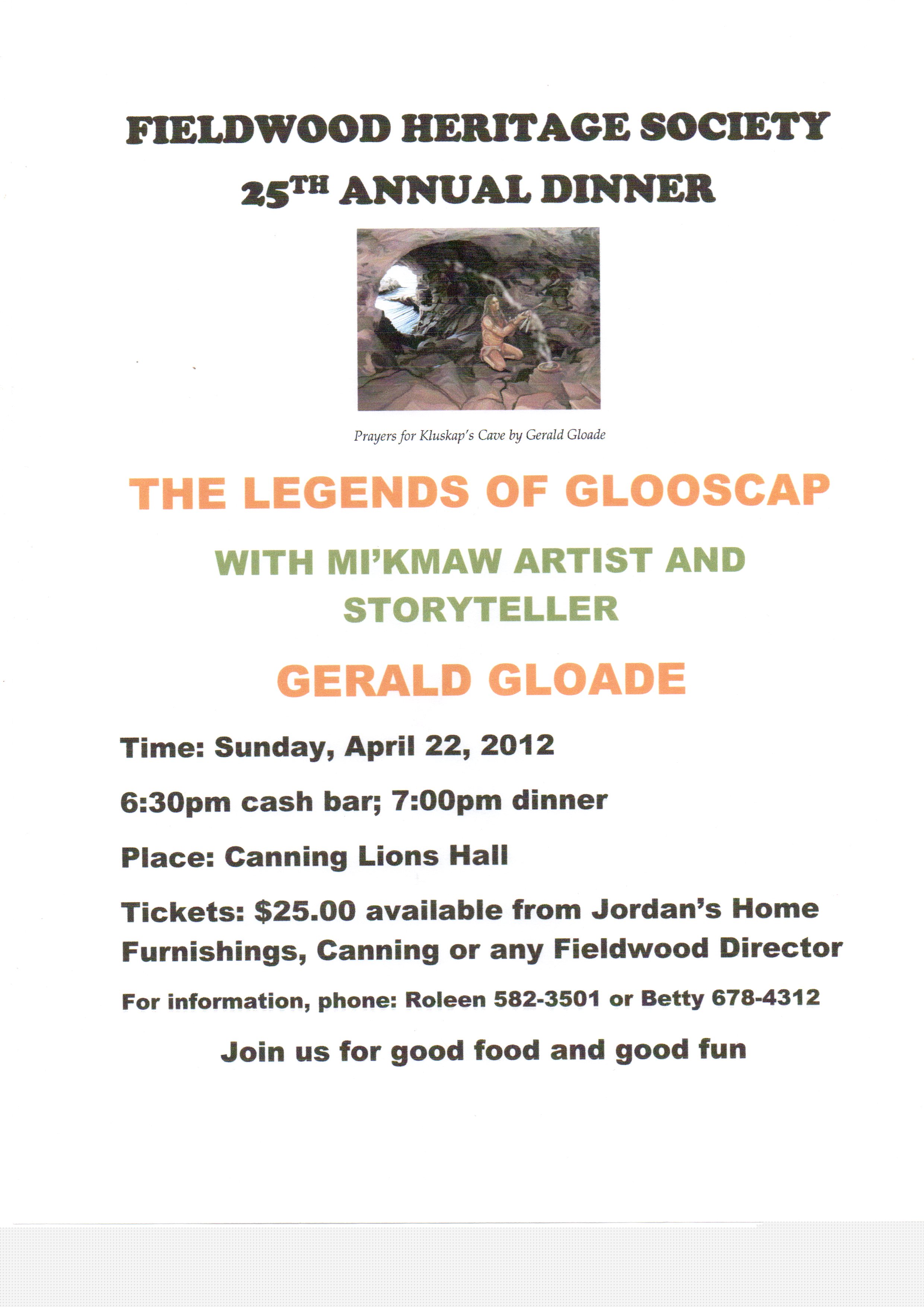 Poster: Fieldwood Heritage Society, 25th Annual Dinner, 22 April 2012